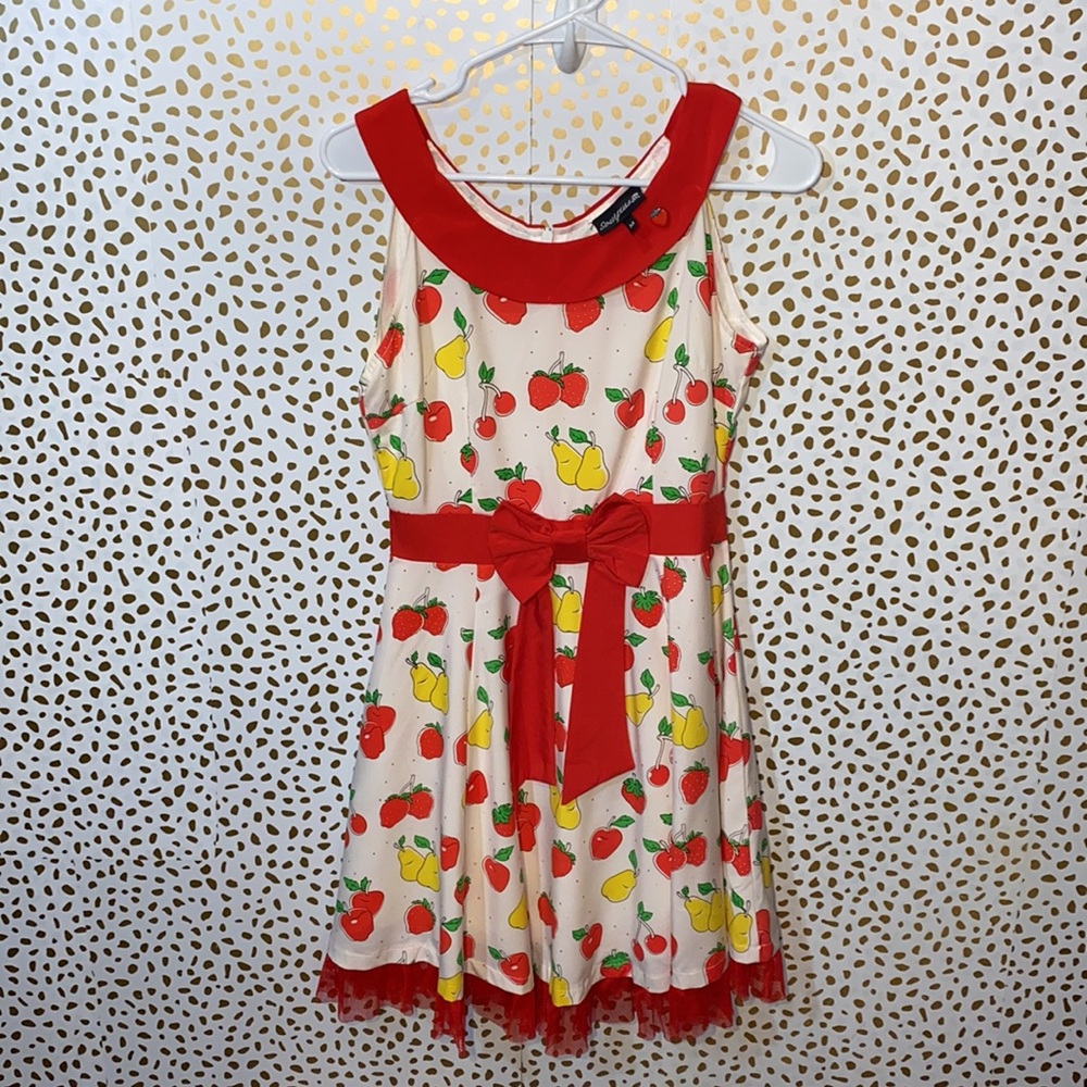 Sourpuss White Dress with Red Accents and Fruit Print - Picture 4 of 11